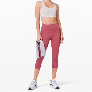 Fast & Free Rosy Red (looks pink) Raw Hem Cropped Leggings.